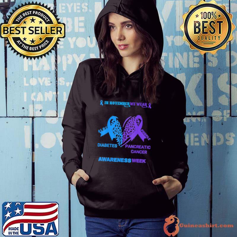 We wear blue purple for cancer and diabetes awareness week s Hoodie