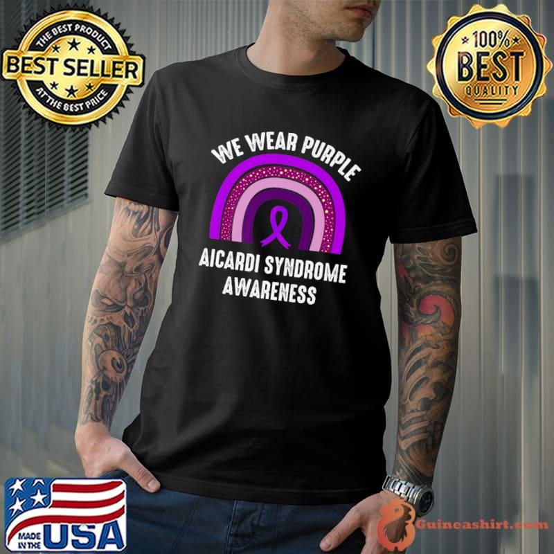 We Wear Purple For Aicardi Syndrome Awareness Rainbow T-Shirt
