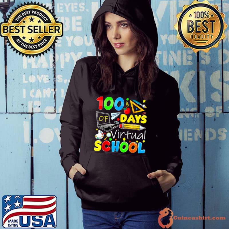 100 Days Of Virtual School Computer 100th Day Of School 2023 T-Shirt Hoodie