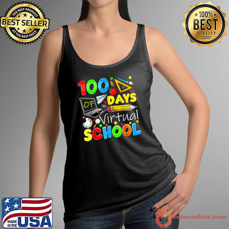 100 Days Of Virtual School Computer 100th Day Of School 2023 T-Shirt Tank Top