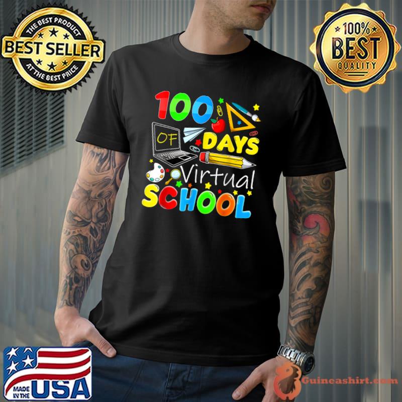 100 Days Of Virtual School Computer 100th Day Of School 2023 T-Shirt