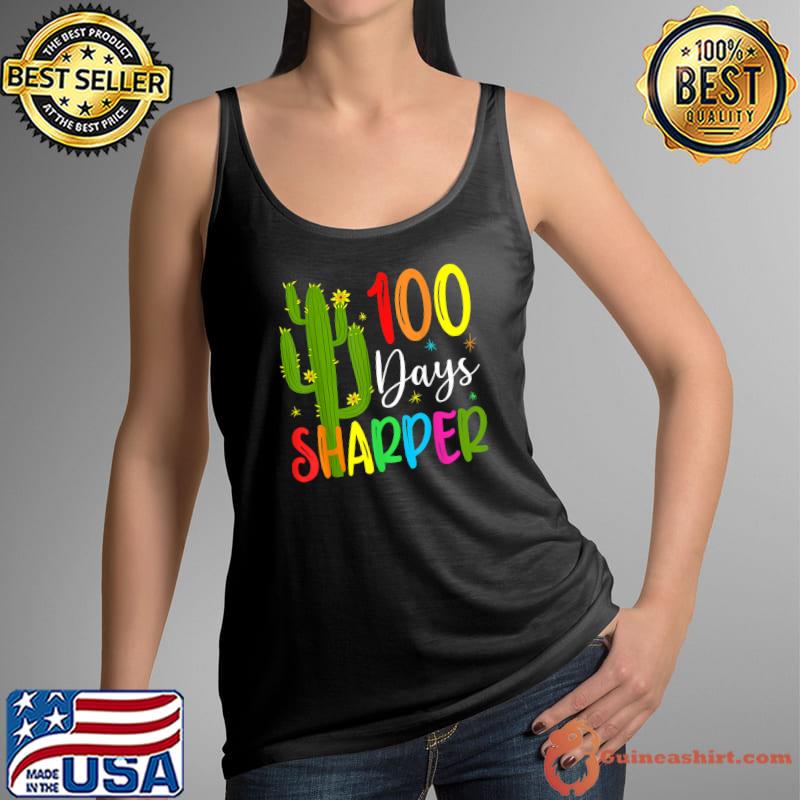 100th Day Of School Teacher 100 Days Sharper Cactus Retro T-Shirt Tank Top