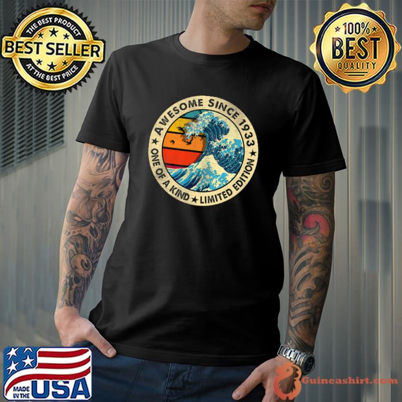 90 Year Old Gift Vintage Awesome Since 1933 Limited Edition Wave T-Shirt