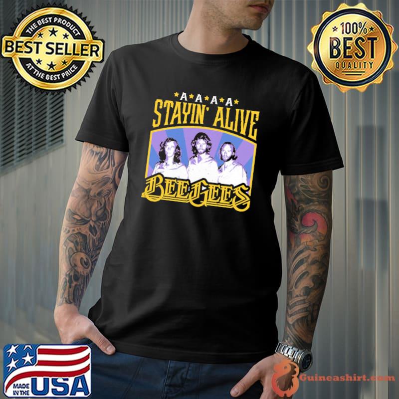 A a a stayin alive bee gees vintage shirt