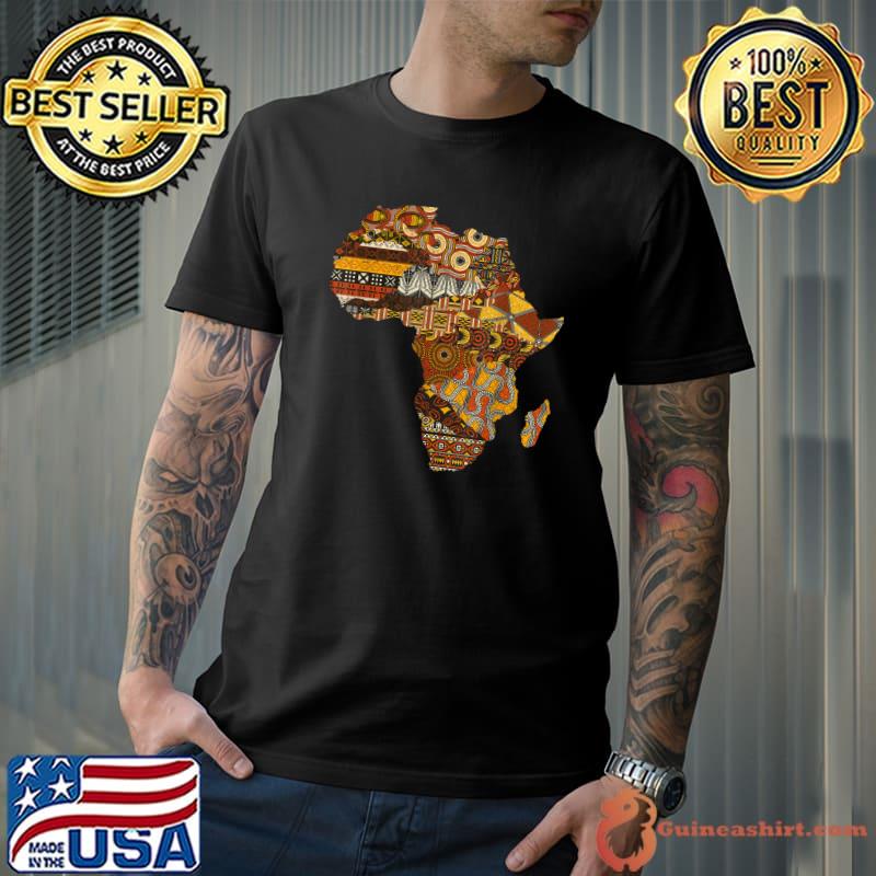 Africa Map Kente Cloth Black History Month Afro Africa Pride T-Shirt