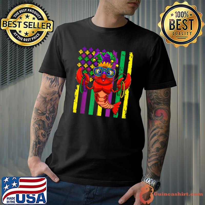 American Flag Crawfish Mardi Gras Carnival T-Shirt