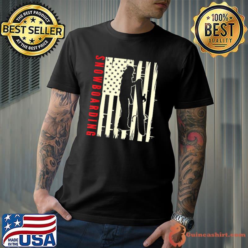American Flag Patriotic Snowboarder Snowboard Snowboarding T-Shirt