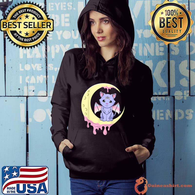 Anime Cat Witch On The Moon Kawaii Witchy Pastel Goth Cat T-Shirt Hoodie