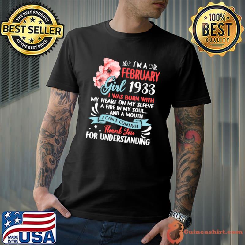 Awesome Since 1933 90th Birthday I'm A February Girl 1933 For Understanding Flowers T-Shirt