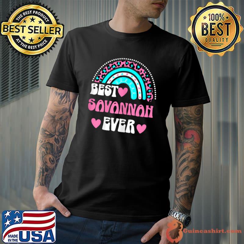 Best Savannah Ever Personal Name Retro Leopard Rainbow T-Shirt