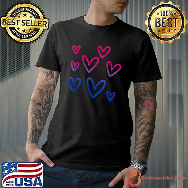 Bisexual Lgbt Valentine's Day Cute Subtle Hearts T-Shirt