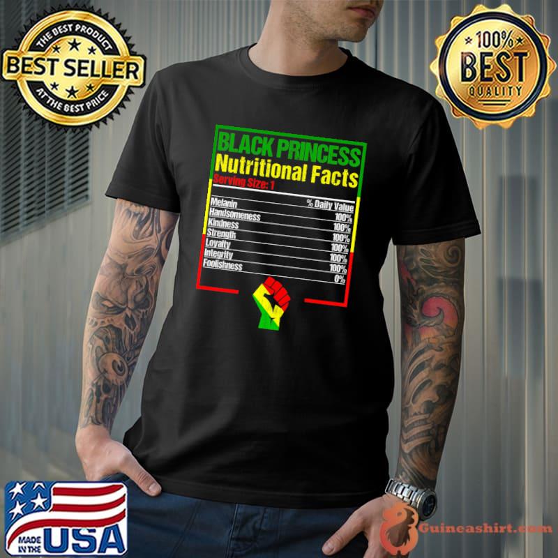 Black Princess Nutritional Facts Black History Month 2023 T-Shirt