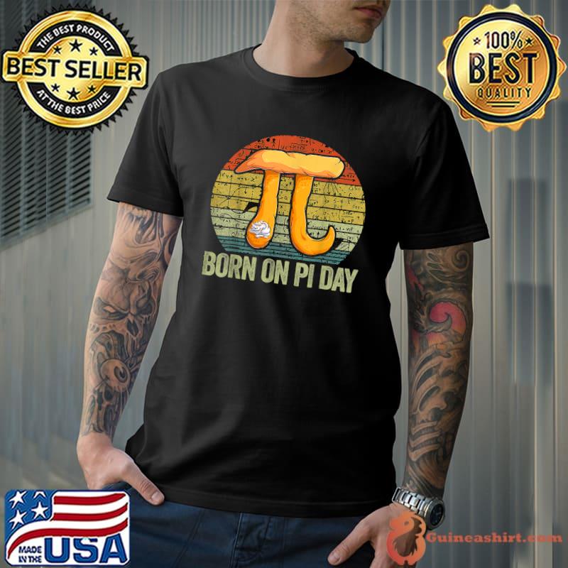 Born On Pi Day Vintage Sunset Happy Birthday Nerd Math Teacher T-Shirt
