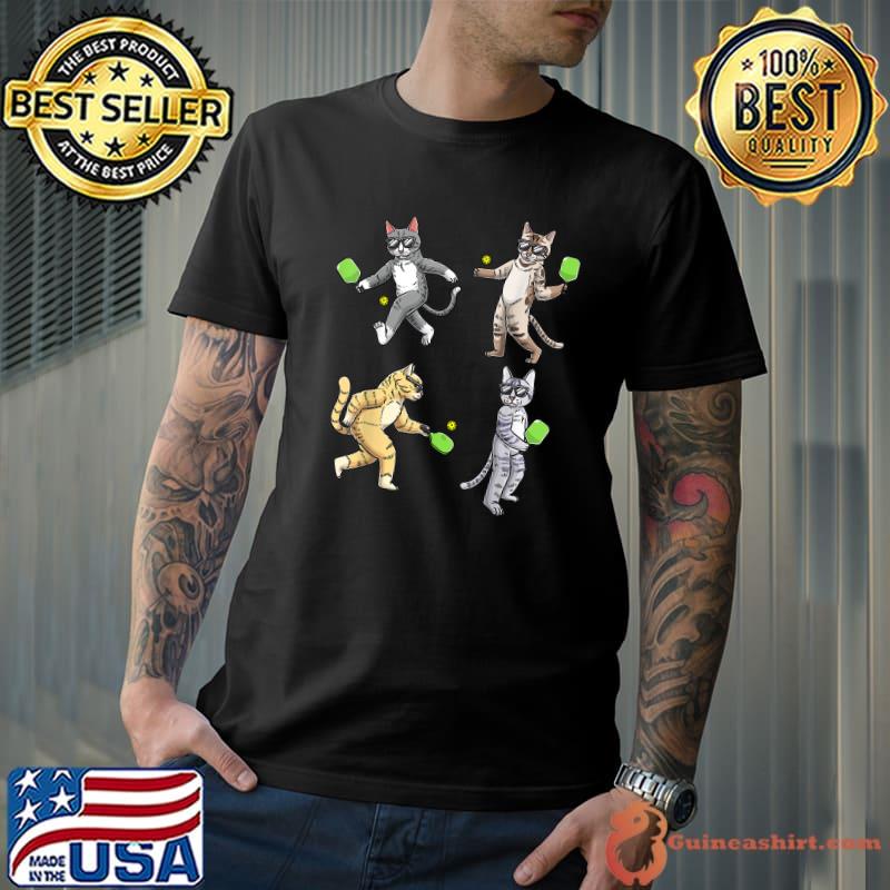 Cats Playing Pickleball Sport Lovers T-Shirt