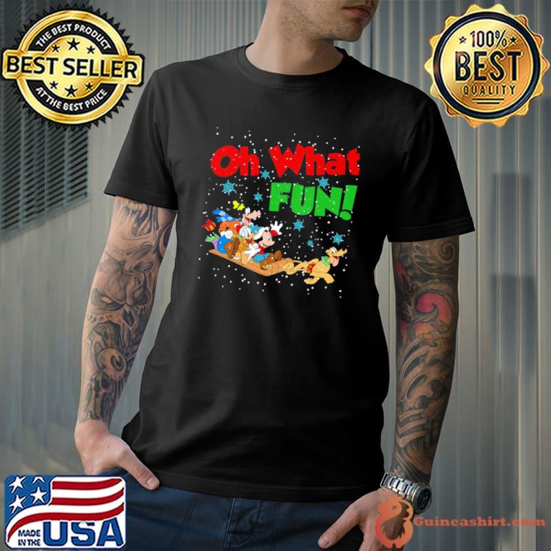 Christmas oh what fun holiday mickey and Donald under snow classic shirt