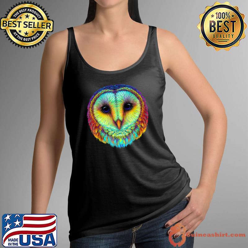 Colorful cute barn owl head art face for lovers birds animal T-Shirt Tank Top