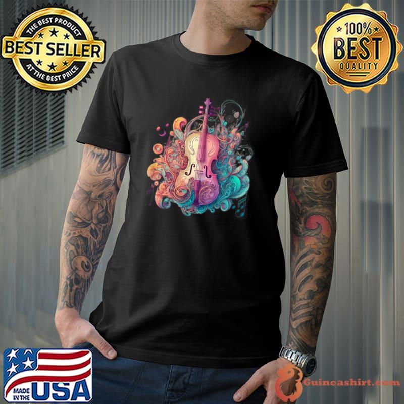 Creative Colorful Cello Illustration T-Shirt