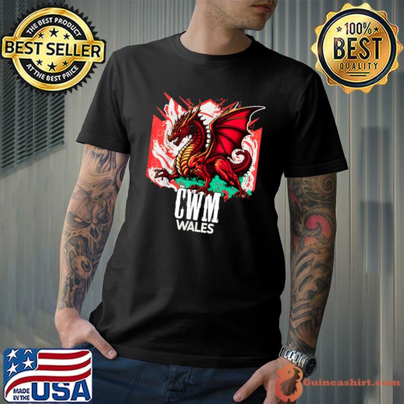 Cwm Wales Welsh Flag Y Ddraig Goch Dragon T-Shirt