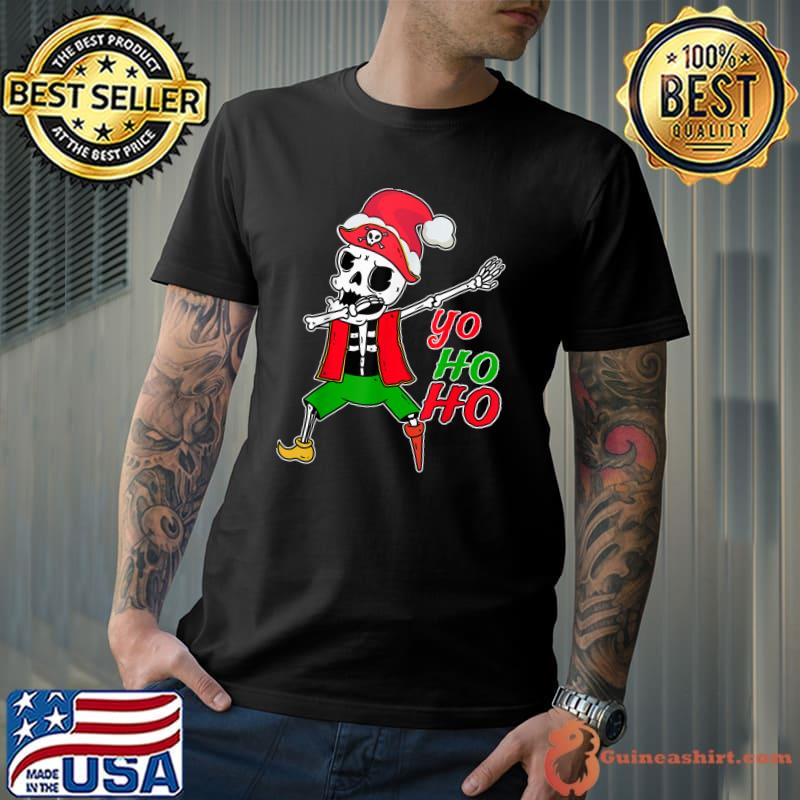 Dabbing Pirate Skeleton Santa Christmas Yo Ho Ho T-Shirt