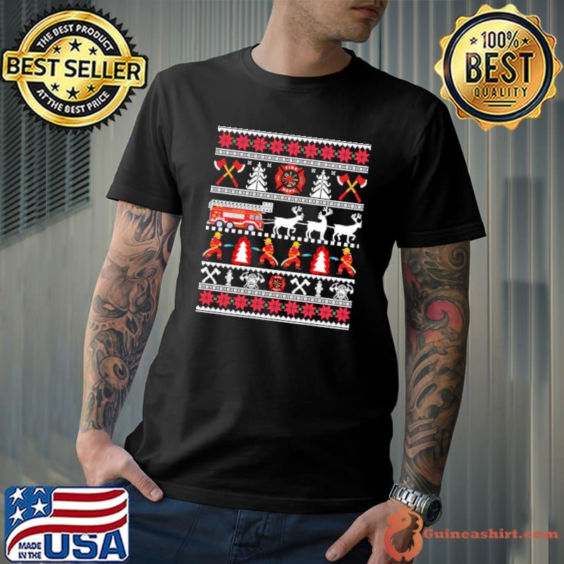 Day in life of firefighter ugly christmas fireman fire department christmas classic shirt