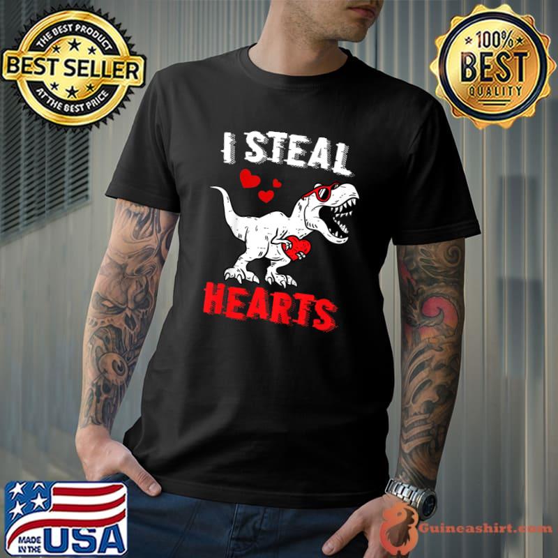 Dinosaur Valentines Day I Steal Hearts T-Shirt