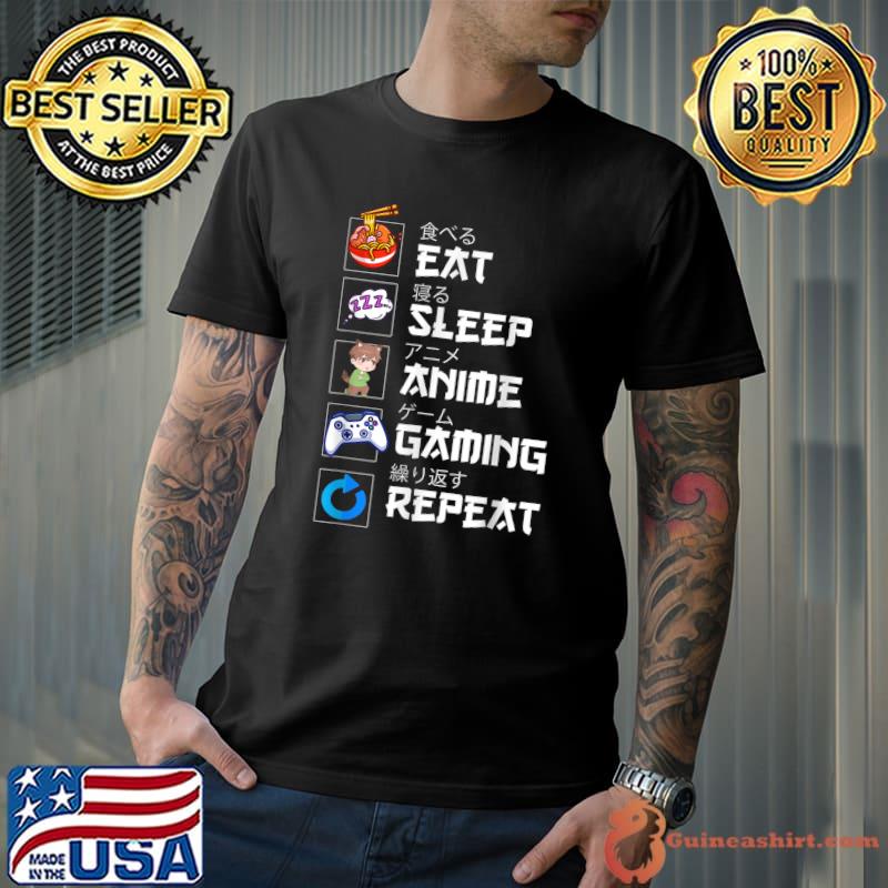 Eat Sleep Anime Gaming Repeat Otaku Anime Manga T-Shirt