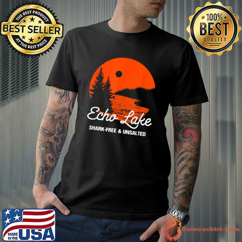 Echo Lake Shark-Free And Unsalted Vacation Sayings Trip Sunset T-Shirt