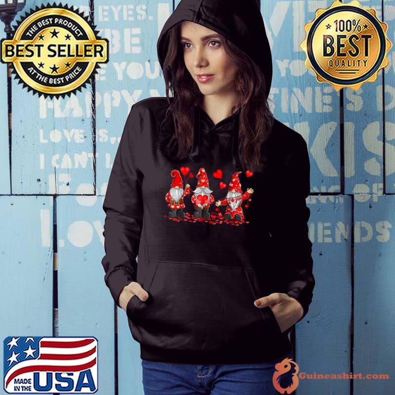 Gnome Valentines Day Three Gromies Love Hearts T-Shirt Hoodie