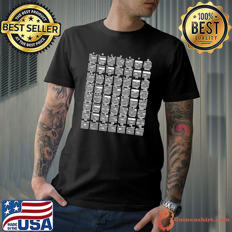 Guitar Chord Chart Guitar Chords With Finger Positions T-Shirt