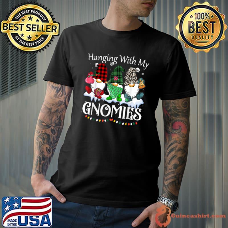 Hanging With My Gnomies Lights Plaid And Leopard Garden Gnome T-Shirt