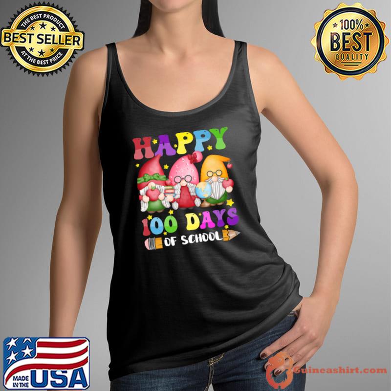 Happy 100 Days Smarter Gnomies Teacher Gnomes Pencil Stars T-Shirt Tank Top