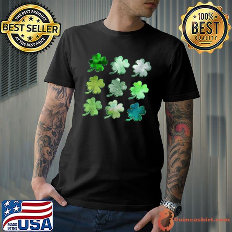 Happy St Patricks Day Lucky Shamrocks Four Leaf Clover T-Shirt