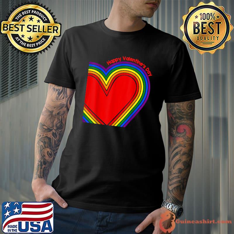 Happy Valentine's Day Lgbt Rainbow Heart Gifts Idea T-Shirt