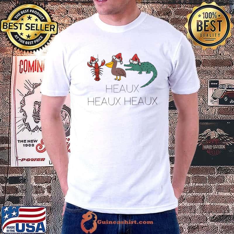 Heaux Heaux Heaux Louisiana Cajun Santa Hat Christmas Holiday T-Shirt
