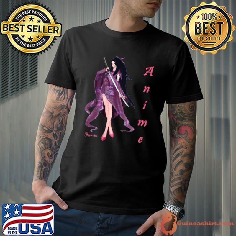 Japanese Anime Girl Warrior Sketching Style,Anime Inspired T-Shirt