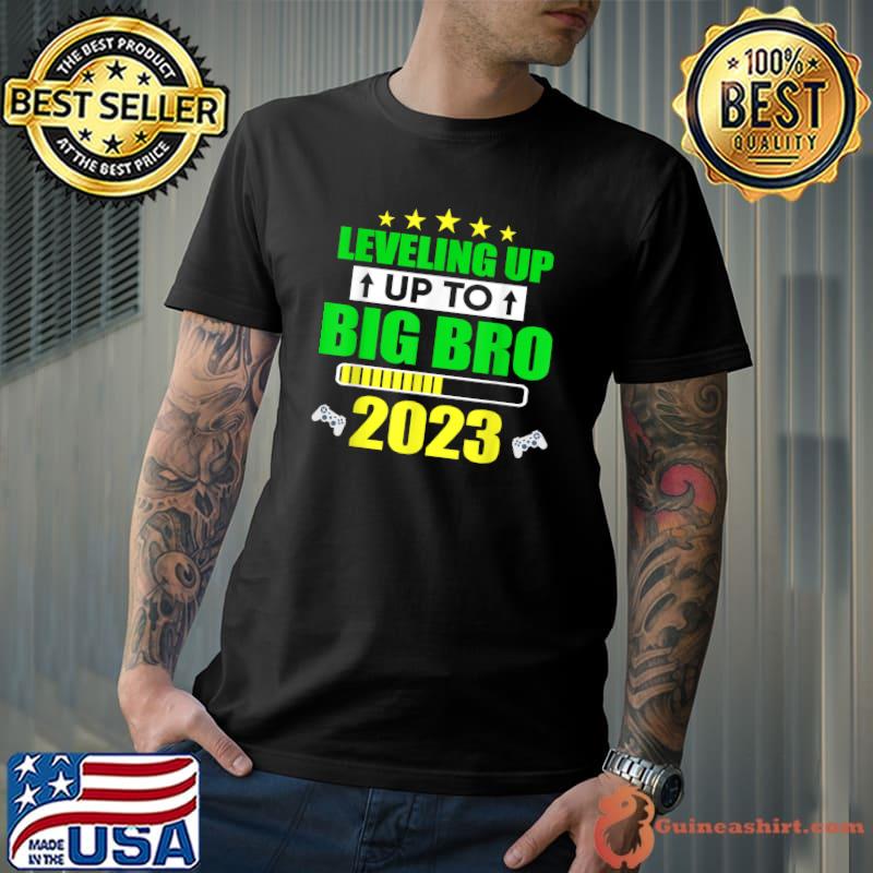 Leveling Up To Big Brother Est 2023 Loading Big Bro Gamer Stars T-Shirt