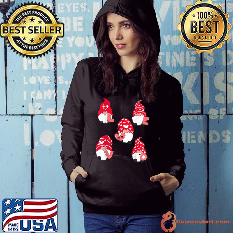Love Gnomes Hearts Pink Valentines Day Shirts Family T-Shirt Hoodie
