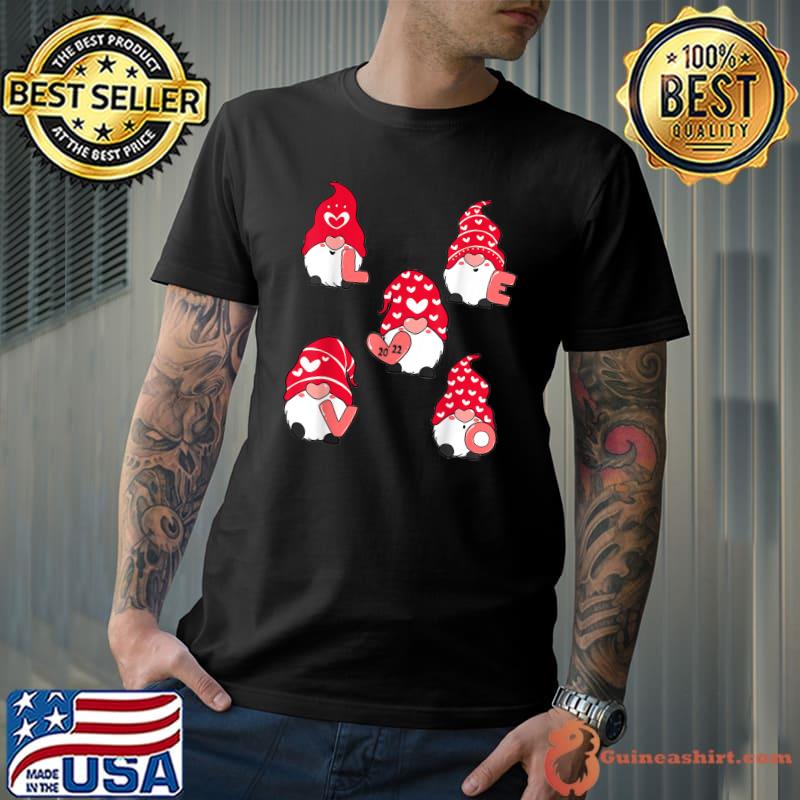 Love Gnomes Hearts Pink Valentines Day Shirts Family T-Shirt