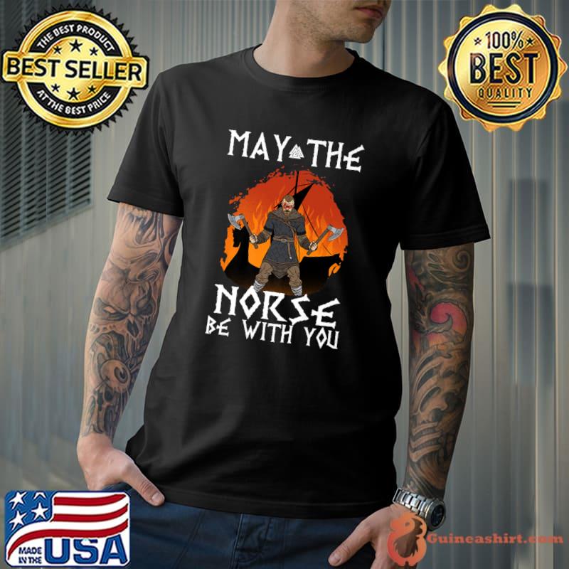 May The Norse Be With You I Valhalla Viking Fire Retro T-Shirt