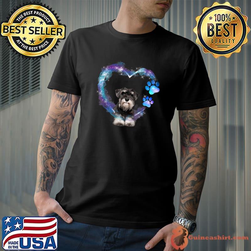 Miniature Schnauzer Dog In Heart Colors Bling T-Shirt