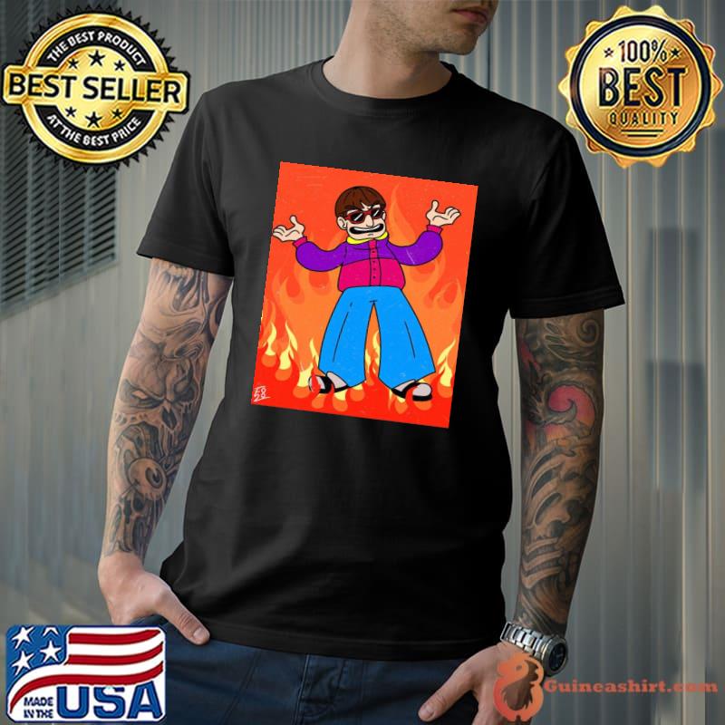 Oliver tree in flames shirt