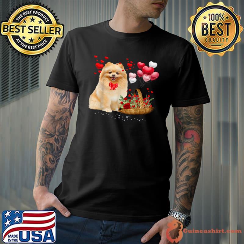Pomeranian Dog Balloons Heart Valentines Day Valentine T-Shirt
