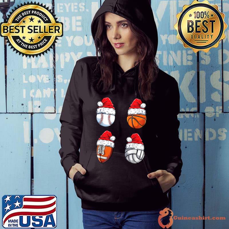 Santa ball sports with christmas hat sport player T-Shirt Hoodie