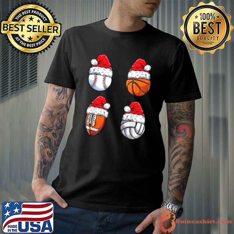Santa ball sports with christmas hat sport player T-Shirt