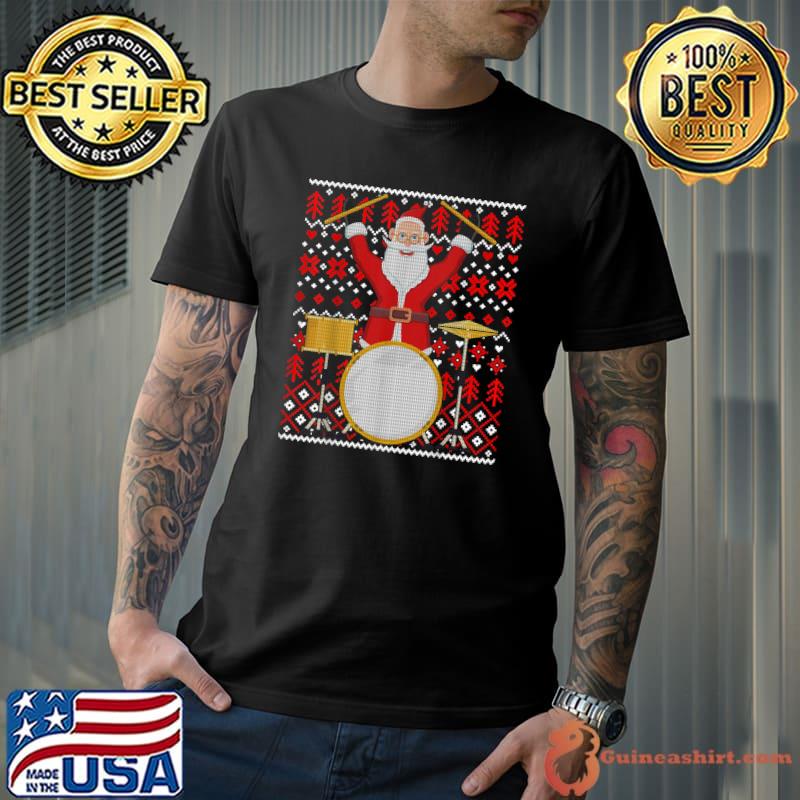 Santa Drummer Ugly Christmas Drums Percussionist Percussion T-Shirt
