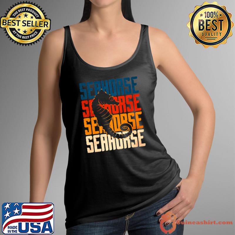 Seahorse Sea Ocean Animal Colorful Retro T-Shirt Tank Top