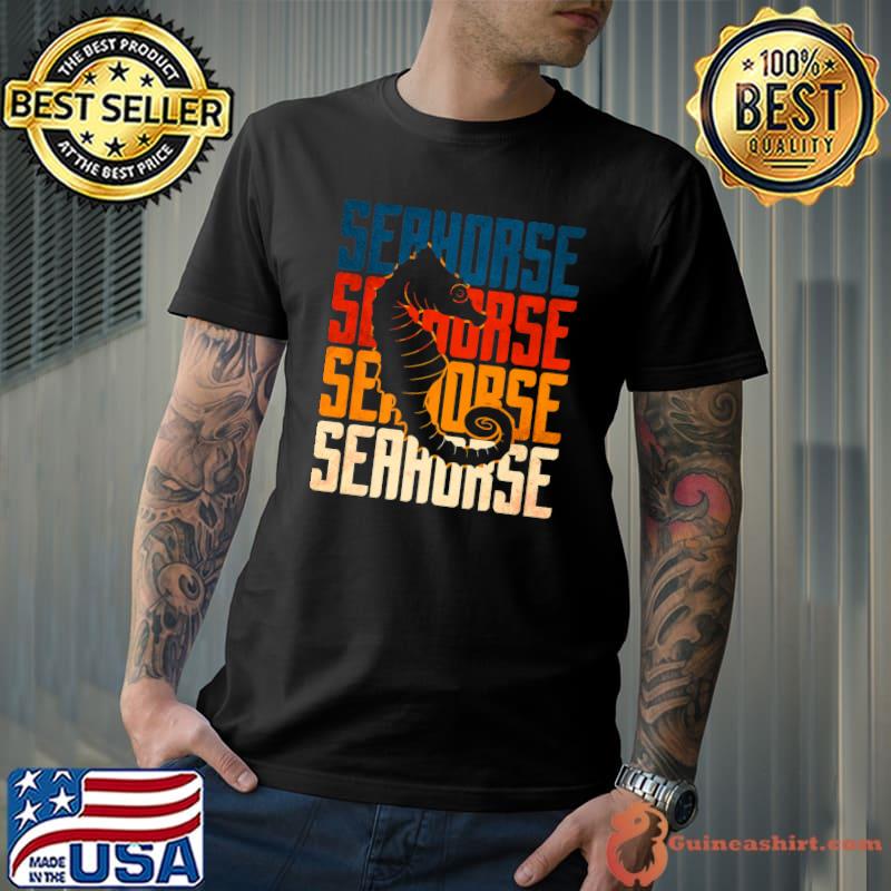 Seahorse Sea Ocean Animal Colorful Retro T-Shirt