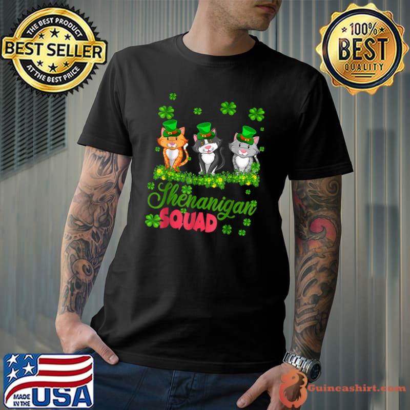 Shenanigan Squad St Patricks Day Leprechaun Cat Lover Gifts T-Shirt