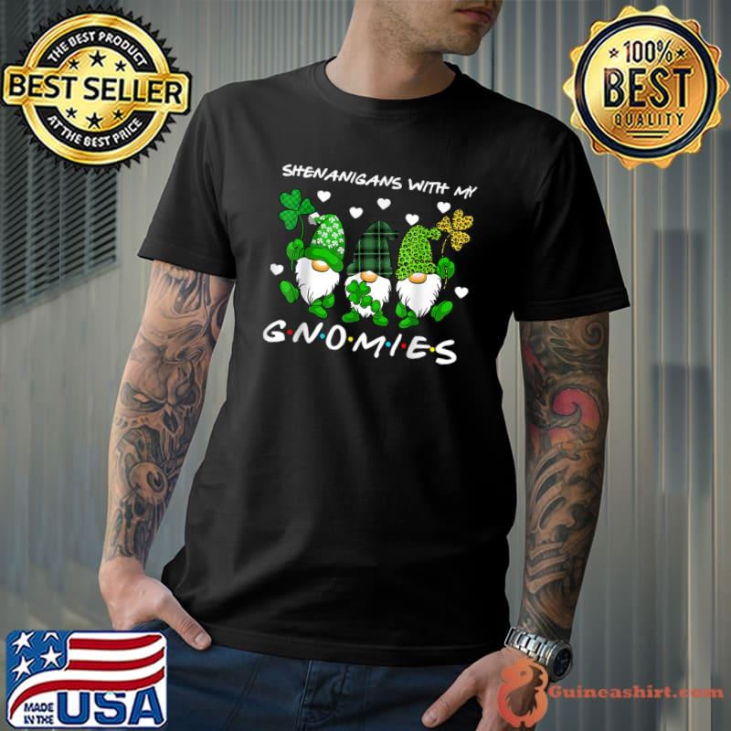 Shenanigans With My Gnomies St Patrick's Day Gnome Shamrock Plaid And Leopard T-Shirt