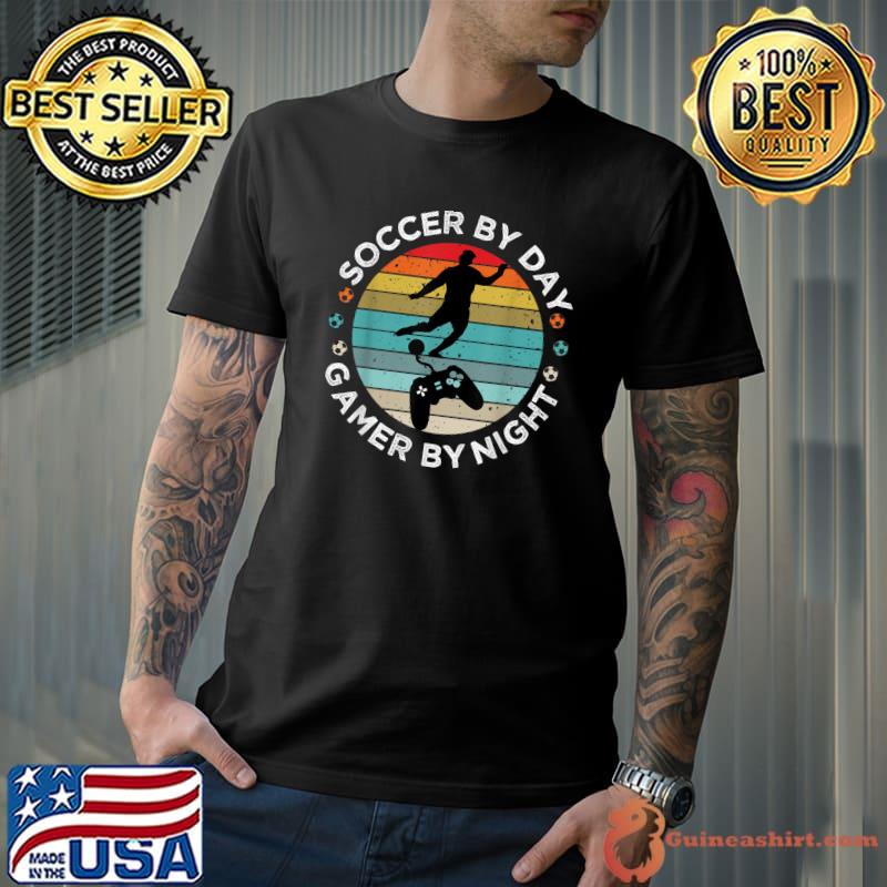Soccer By Day Gamer By Night For Soccer Player & Gamer Vintage T-Shirt